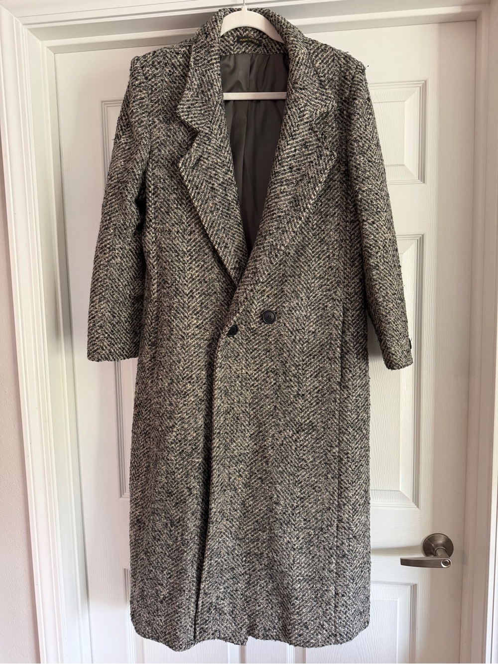 Michelle Stuart Grey Herringbone Trench Coat